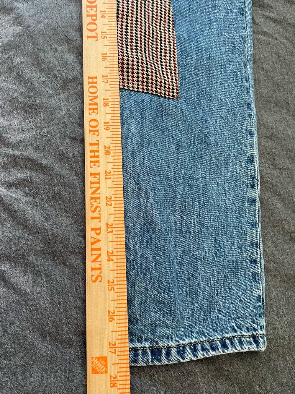 Still Here Childhood Straight Jeans Regular Fit Blue Denim Houndstooth Cotton 24 - Picture 7 of 7